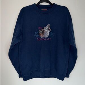 Vintage Great North Renegade Wolf Embroidered Graphic Crewneck Sweatshirt